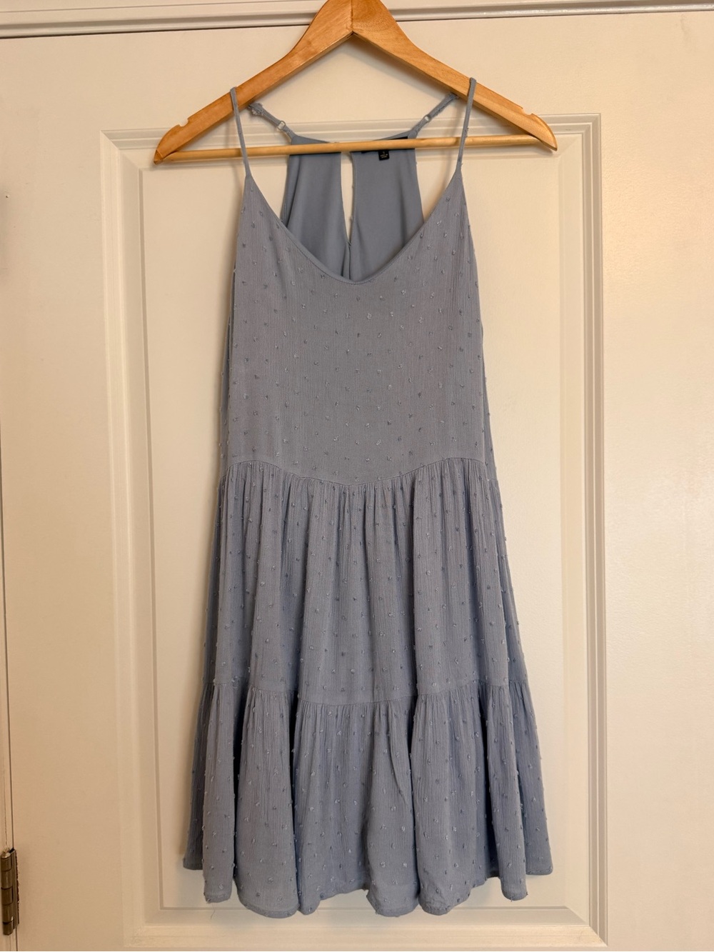 Staccato Blue Swiss Dot Tiered Midi Dress Small Boho Cottagecore